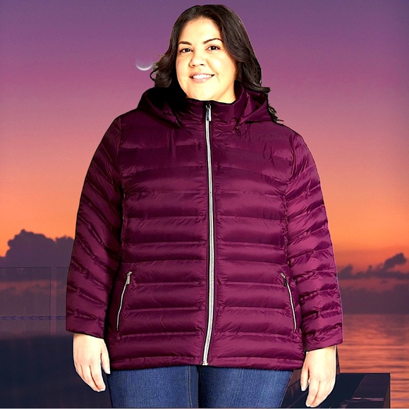 🆕Time and Tru Women’s plus-size Deep Purple Hooded Winter Puffer Jacket Coat❤️2X - Picture 1 of 7